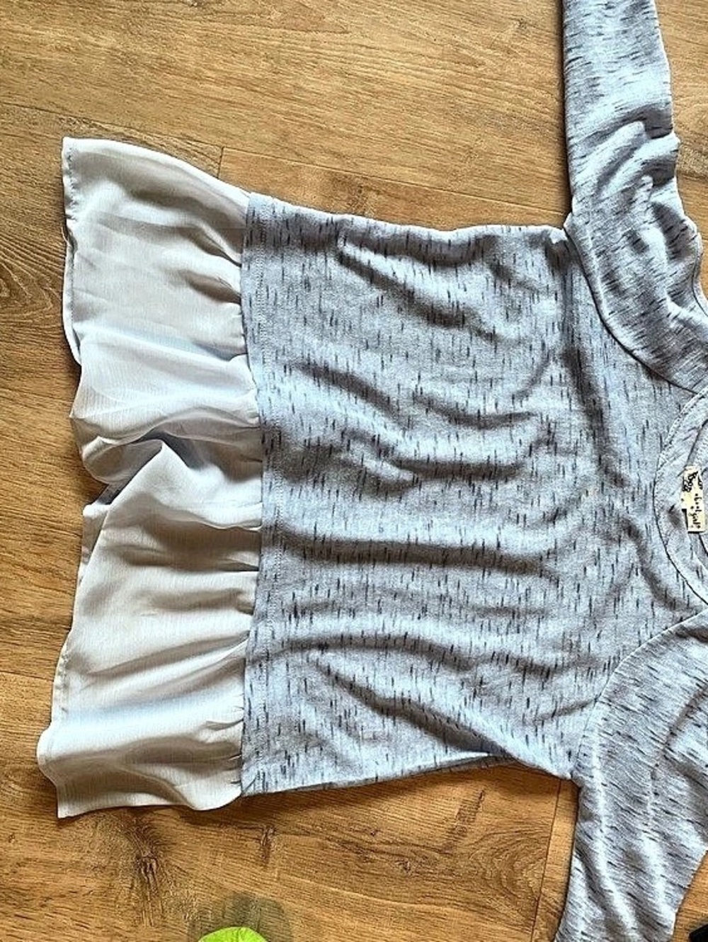 White Birch Gray & White Layered Short Sleeve Top